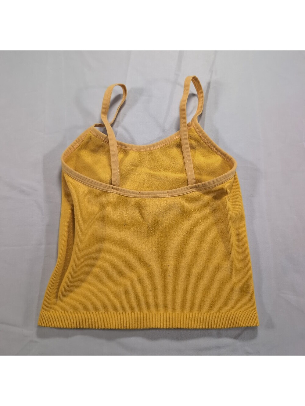 Yellow Ribbed Knit Spaghetti Strap Tank Top - Picture 2 of 5
